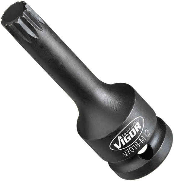 VIGOR Schlagschrauber Schraubendreher-Einsatz, Vierkant hohl 12,5 mm (1/2 Zoll), Innen Vielzahn Profil XZN, M12, V7018-M12