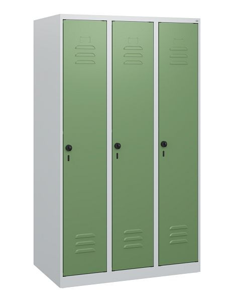 C+P Umkleidespind Classic PLUS, 3 Abteile, 1530x900x500mm, 7035/6011, Drehriegel, 0800005-30 S10024
