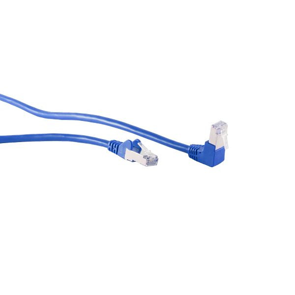 S-Conn Patchkabel, cat 6, S/FTP, PIMF, Winkel-gerade, blau, 0,25m, 08-64001