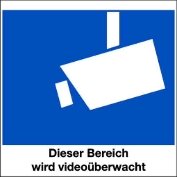 Schilder Klar Kennzeichnung Videoüberwacht mit Hinweistext, 200x200 mm Folie selbstklebend, 226/64