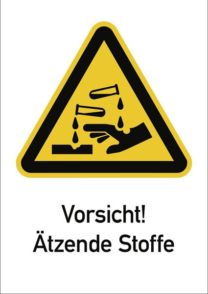 Moedel Vorsicht! Ätzende Stoffe ISO 7010, Kombischild, Folie, 131x185 mm, 99023