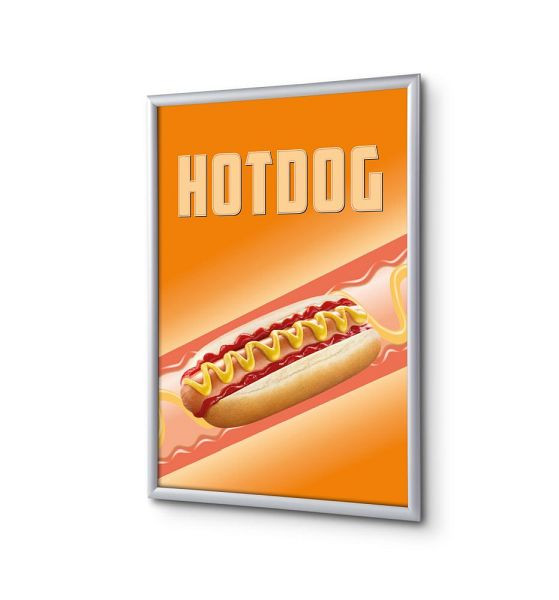 Showdown Displays Klapprahmen A4 Komplettset Hot Dog Englisch, KRA4G25LPPI429