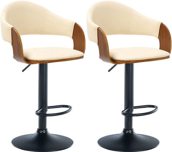 CLP Barhocker Nilse Kunstleder schwarz, walnuss/creme, VE: 2 Stück, 324959