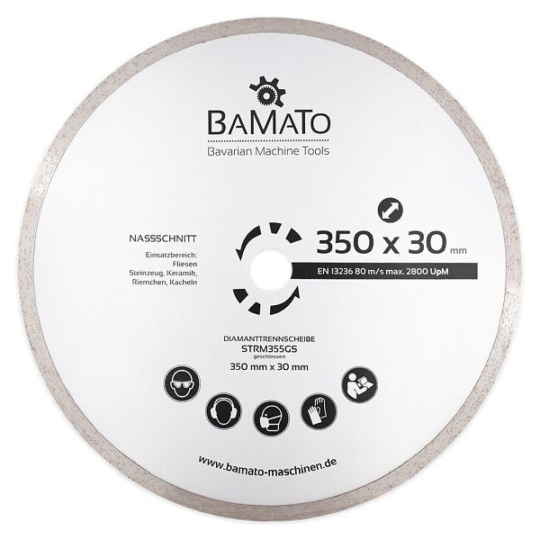 BAMATO Diamant Trennscheibe 350 x 30 mm, Einsatzbereich: Fliesen, Steinzeug, Keramik, Riemchen, Kacheln, STRM355GS