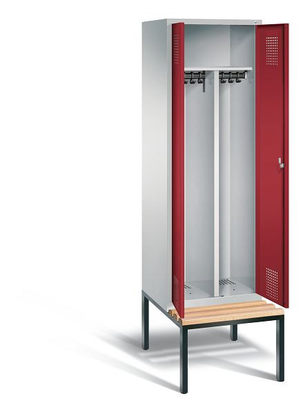 C+P Schwarz-Weiss-Spind Evolo, H2090xB610xT815mm, Farbe: Lichtgrau / Rubinrot, 48052-20 S10056