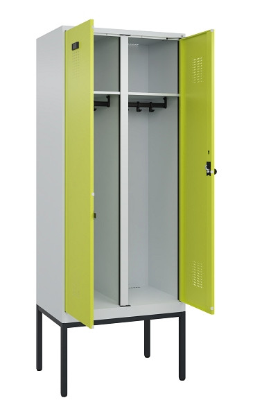 C+P Schwarz-Weiß-Spind Evolo PLUS, Gestell, 2 Abteile, 2120x800x500mm, 7035/0024, Drehriegel, 0490327-22 S10015