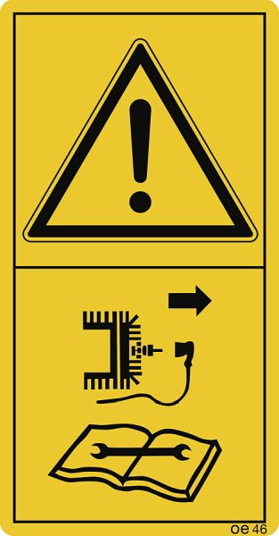Moedel Vor Reparatur-, Wartungs- und Reinigungsarbeiten..., Folie, 50x96 mm, VE: 10 Stück/Bogen, 69796