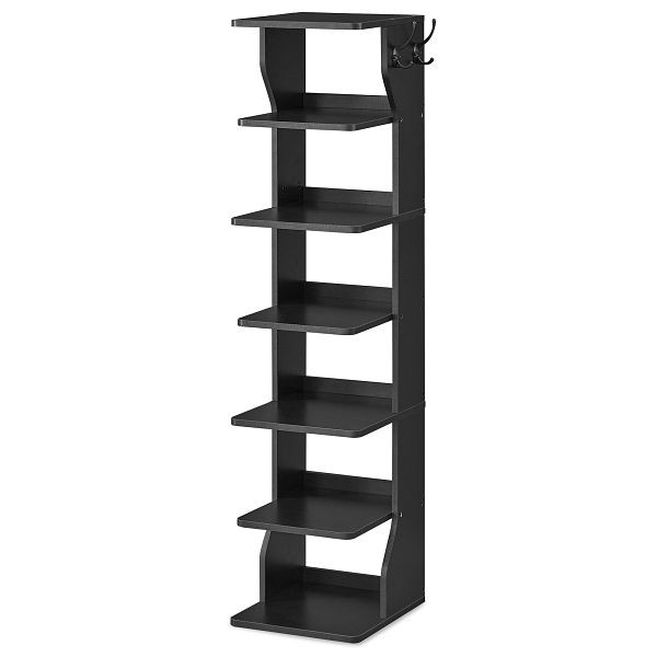 VASAGLE Schlankes Schuhregal, schmaler Schuhaufbewahrungsorganizer, sechsstöckiger Schuhständer für kleine Räume, Flur, Garderobe, schwarze, LBS200T16