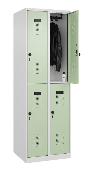 C+P Doppelstöckiger Spind Evolo PLUS, 4 Fächer, 1850x600x500mm, 9016/6019, Drehriegel, 049300-20 S10019