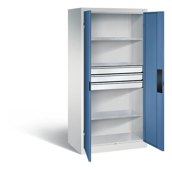C+P Werkzeugschrank Acurado, H1950xB930xT600mm, Farbe: Lichtgrau / Fernblau, Muldengriff, 8922-5230 S10117