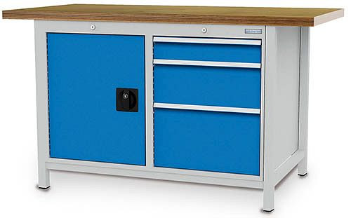 Bedrunka+Hirth Kastenwerkbank Serie 1500 R18-24, 1x100, 1x 200, 1x300 mm, Schubladen-Vollauszug, 1500 x 750 x 959 mm, 03.14.13V9