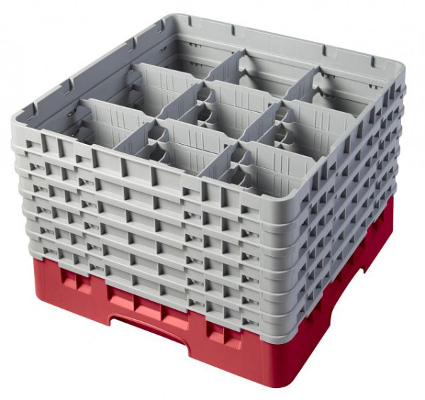 Cambro Spülkorb mit 9 Fächer Camrack® 30 cm Rot, 9S1114163