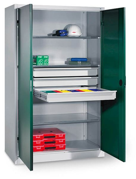 Bedrunka+Hirth Schwerlastschränke, mit, mittigem Schubaldenblock, 3 x Schubladen, mit Vollauszug, Breite in mm: 1200, Tiefe in mm: 600, 04S156120-1