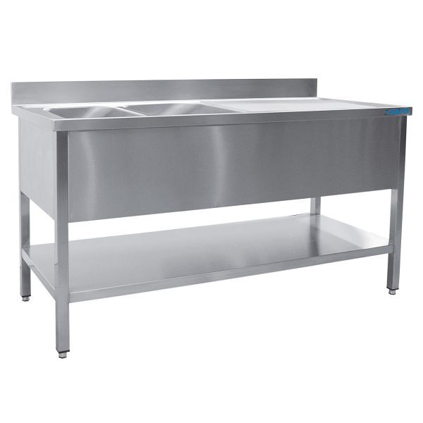 Saro Spültisch mit 2 Becken, links - 600 mm Tiefe, 1600mm, 600-2545L