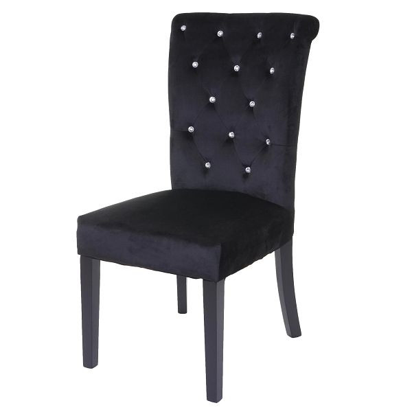 Mendler Esszimmerstuhl HWC-D22, Stuhl Küchenstuhl, Nieten Samt, schwarz, schwarze Beine, 74559