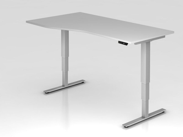 Hammerbacher Sitz-Steh-Schreibtisch elektrisch 180x100/80cm Grau, Freiform, links oder rechts montierbar, VXDSM18/5/S