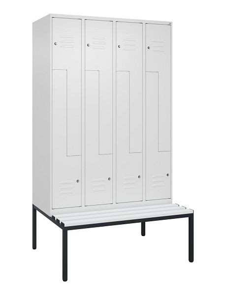 C+P Z-Spind Classic PLUS, mit untergebauter Sitzbank, 8 Abteile, 2120x1200x815mm, 9016/9016, Zylinderschlösser, 0800537-408 S10059