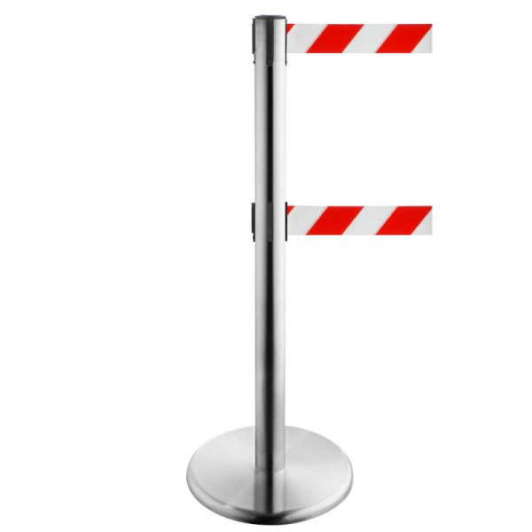 Stein HGS Personenleitsystem -P-Line Duo-, Edelstahl, rot/weiß diagonal (schraffiert), mit Gurtendstück (Standard), Gurtlänge: 2 x 4 m, 36406-0502