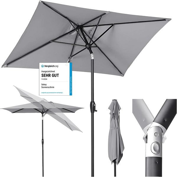 Sekey Aluminium Sonnenschirm Marktschirm Gartenschirm Terrassenschirm Sonnenschutz UV50+ Rechteckig, 39921157