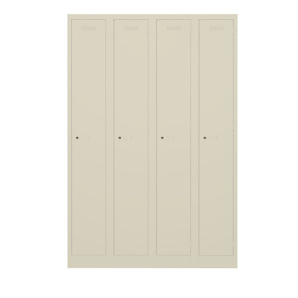 Bisley Garderobenschrank Primary Locker, 4 Abteile, 669 hellelfenbein, PL3050Q1669