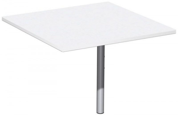 geramöbel Verkettungsplatte Volleck 90° mit Stützfuß, mit Kabelführung, höhenverstellbar, 800x800x680-820, Weiß/Silber, N-647008-WS