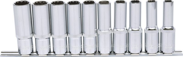 KS Tools 1/2" CHROMEplus 12kant-Stecknuss-Satz, lang, 10-teilig, 10-19mm, 918.0660
