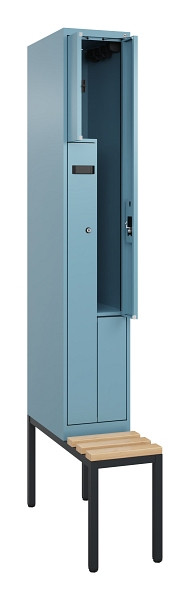 C+P Z-Spind Evolo PLUS, Bank, 2 Fächer, 2120x300x815mm, 0010/0010, Zylinderschloss, Sitzfläche Buche-Hartholz, Sitzbank, 0490537-102 S10048