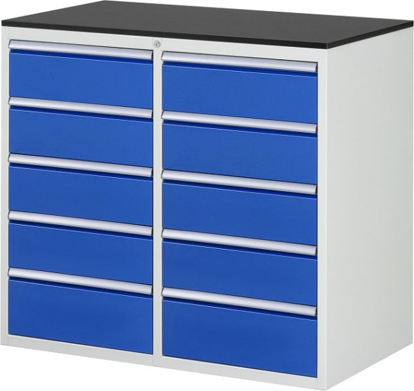 RAU Schubladenschrank Serie 7000, B1145xT650xH1030mm, li: 4xH180, H210mm, re: 4xH180, H210mm, Arbeitsplatte melaminharzbeschichtet, 03-LL7.5.5A-M.11