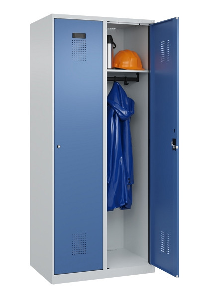 C+P Spind Evolo PLUS, 2 Abteile, 1850x800x500mm, 7035/5023, Verschluss Zylinderschloss, Ablageböden 2, 049000-22 S10035