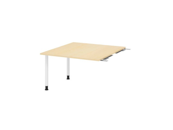 Hammerbacher Verkettungsplatte VKT, Farbe Tischplatte: Ahorn, Platte: 1200 x 1300 x 25 mm, Rundrohr-Fuß Weiß, Arbeitshöhe: 720 - 740 mm, VKT12C/3/W