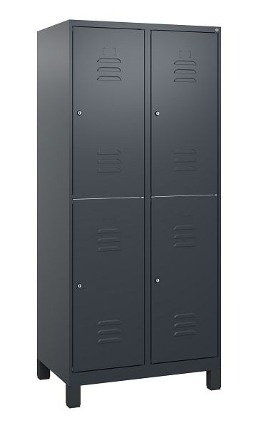 C+P Doppelstöckiger Spind Classic PLUS, Füße, 2 Abteile, 1800x800x500mm, 7016/7016, Zylinderschlösser, 0803107-22 S10027