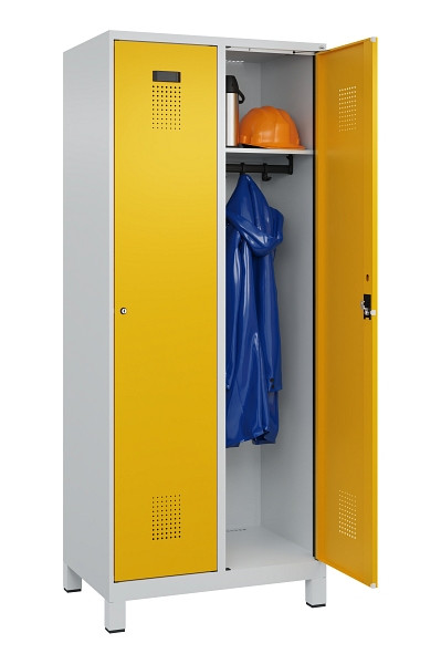 C+P Spind Evolo PLUS, mit Füßen, 2 Abteile, 1950x800x500mm, 7035/1004, Verschluss Zylinderschloss, Ablageböden 2, 049010-22 S10027