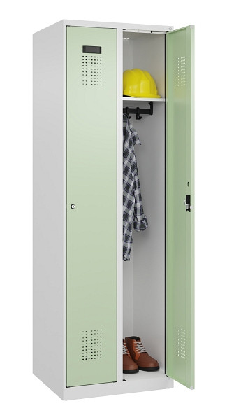 C+P Spind Evolo PLUS, 2 Abteile, 1850x600x500mm, 9016/6019, Verschluss Zylinderschloss, Ablageböden 2, 049000-20 S10046