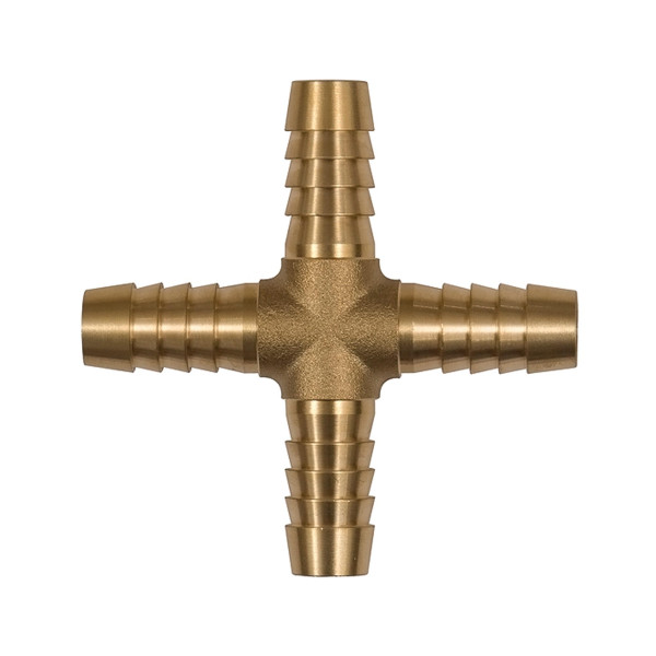 Riegler Kreuz-Schlauchverbindungsstutzen, für Schlauch LW 4 mm, Messing, 140115