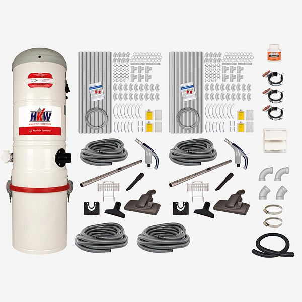 HKW Komplett-Set MEDIUM 4 (RETRAFLEX) - 4 Saugdosen, 12 m Saugschlauch, 2200212