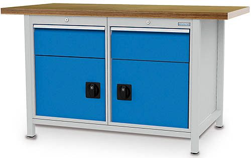 Bedrunka+Hirth Kastenwerkbank Serie 1500 R18-24, 2 x 200 mm, Schubladen-Vollauszug, 1500 x 750 x 959 mm, 03.14.17V9