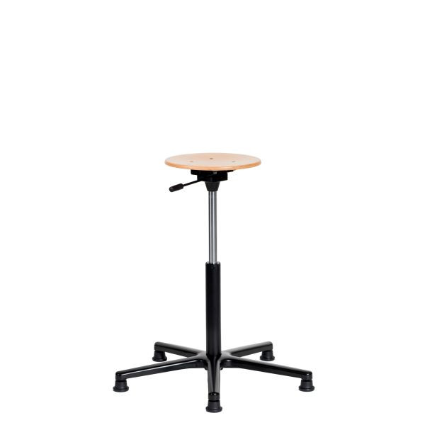 SOFAME Arbeitshocker NATUR mit Gleiter, Sitzhöhe 52-78 cm, Aluminium-Fußkreuz, W050010006