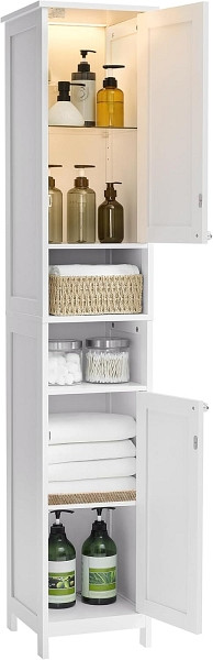 SONGMICS Lagerschrank, Weiß, 30x30x170 cm, BBC566W03