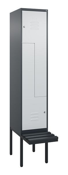 C+P Z-Spind Classic PLUS, Bank, 2 Abteile, 2120x400x815mm, 7016/7035, Zylinderschlösser, 0800437-122 S10058