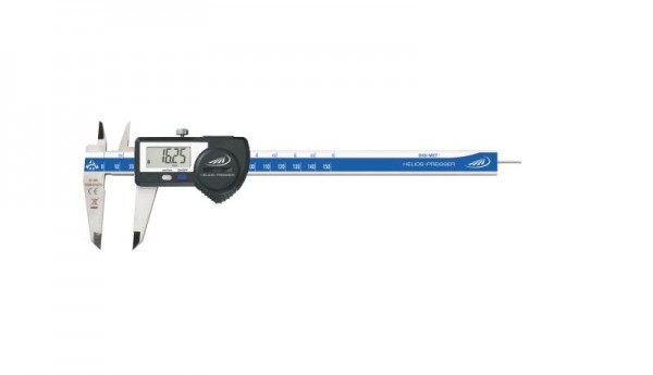 HELIOS PREISSER Digitaler Taschenmessschieber, IP 67, DATA VARIABLE, rundes Tiefenmaß, Messbereich 150, 1326516