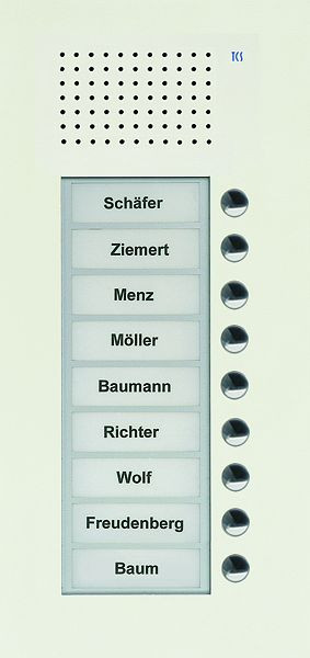 TCS Audio Außenstation Serie PUK 9 Klingeltasten (rechtsbündig), 1-spaltig, UP weiß, PUK09/1-WS