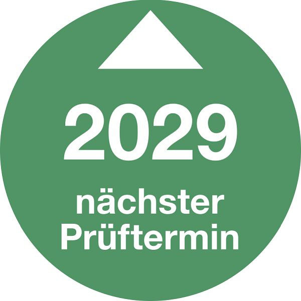 Moedel Prüfplakette Nächster Prüftermin 2029, Folie, Ø 30 mm, VE: 10 Stück/Bogen, 108166