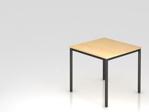 Hammerbacher Besprechungstisch Rundfuß 80x80 Ahorn/Schwarz, Rechteckform, VDR08/3/D