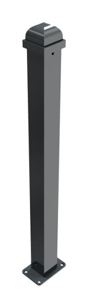 Schake Stilpoller Stahlrohr 70 x 70 mm Serie 473B, ortsfest, für Dübel Befestigung mit Bodenplatte 100 x 150 mm, ohne Verschluss, ohne Öse, 473PB