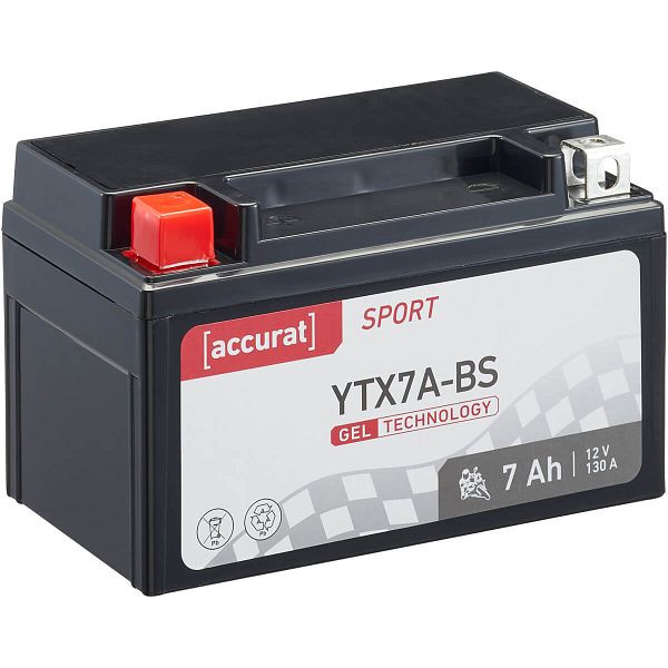 Accurat Sport GEL YTX7A-BS Motorradbatterie 7Ah 12V 130A, MBG-YTX7A