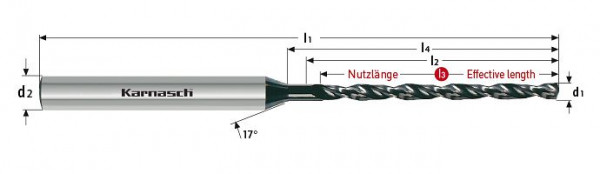 Karnasch VHM-Hochleistungsbohrer-Minidrill d= 0,75 / L3= 3,00 HA DVC-X2², 2203410075030