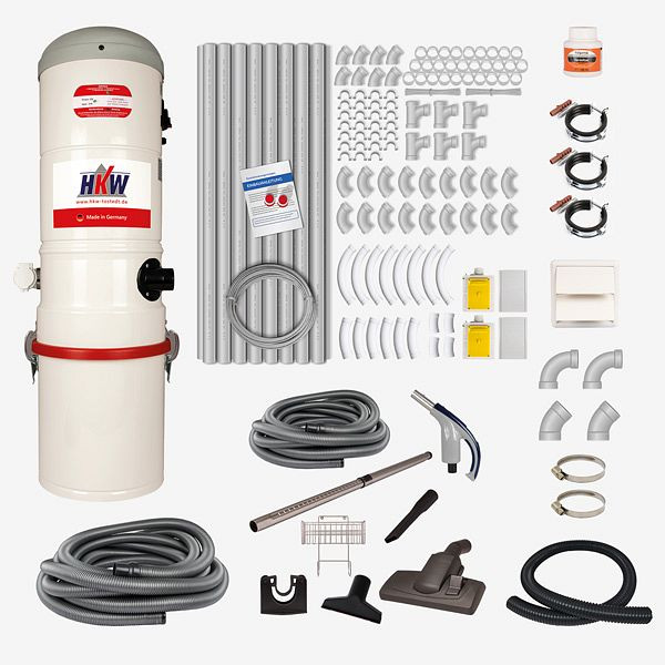 HKW Komplett-Set SMALL 4 (RETRAFLEX) - 2 Saugdosen, 12 m Saugschlauch, 2100212