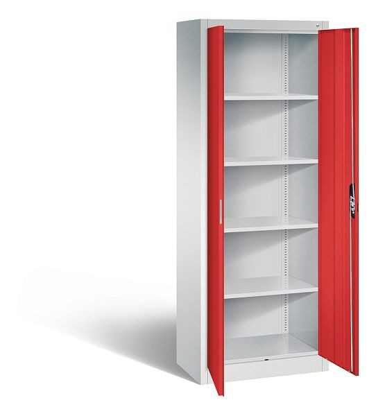 C+P Büroschrank Acurado, H1950xB700xT400mm, Farbe: Lichtgrau / feuerrot, Muldengriff, 5 OH, 9236-000 S10489