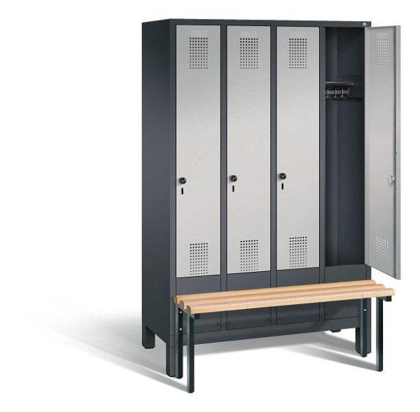 C+P Garderobenschrank Evolo, H1850xB1190xT815mm, Farbe: Schwarzgrau / Weißaluminium, 48030-40 S10013