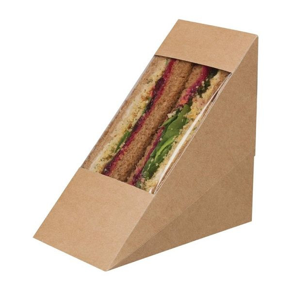 Colpac Zest Kompostierbare Pappboxen für Sandwichecken mit Acetat-Sichtfenster, VE: 500 Stück, FA390